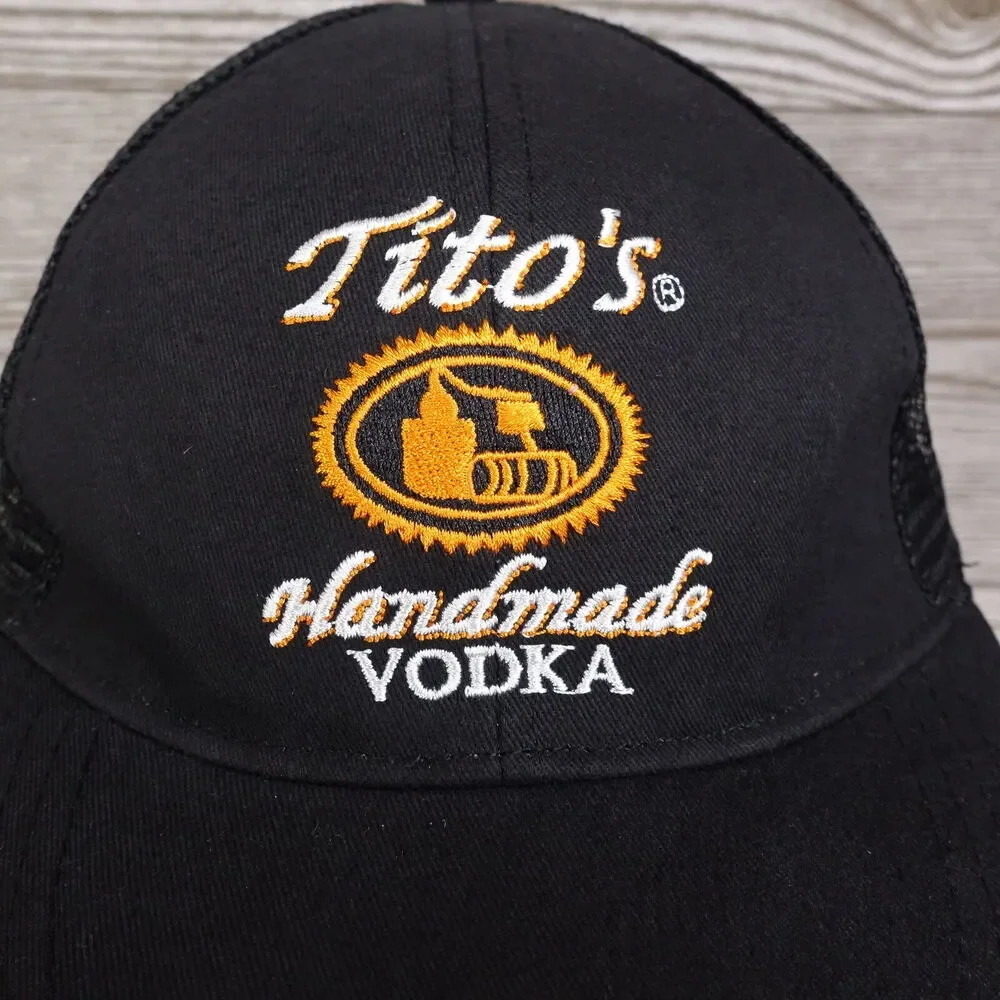 TITO'S‎ HANDMADE VODKA AUSTIN TEXAS LIQUOR PROMO BLACK MESH VENTED HAT CAP